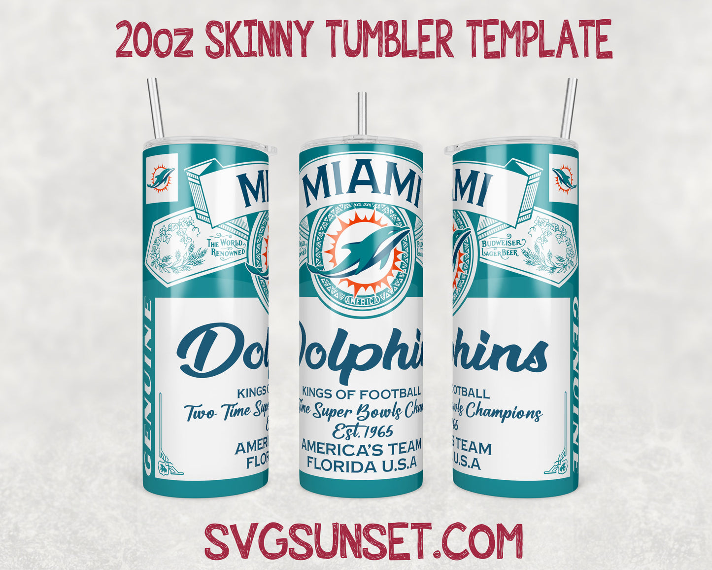 Miami Dolphins Budweiser Tumbler Wrap PNG, Miami Dolphins Tumbler Wrap