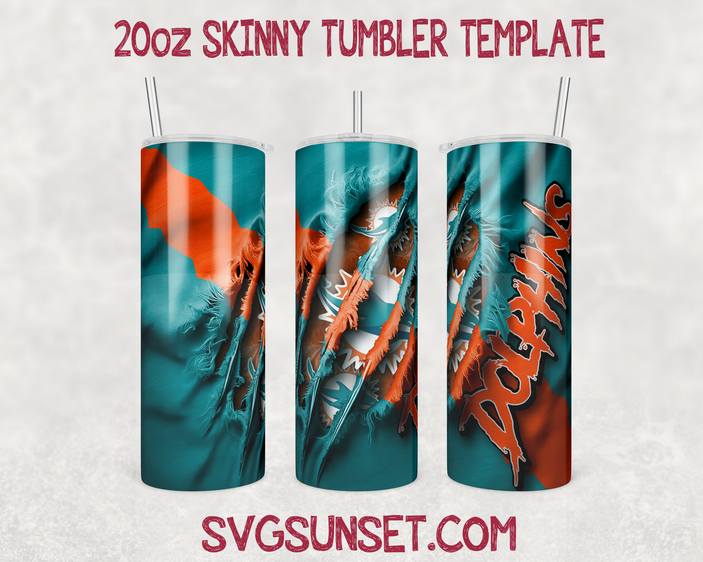 Miami Dolphins Fabric Ripped Claw Tumbler Wrap PNG, Miami Dolphins Tumbler Wrap