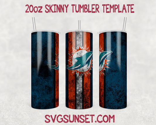 Miami Dolphins Grunge Tumbler Wrap PNG, Miami Dolphins Tumbler Wrap