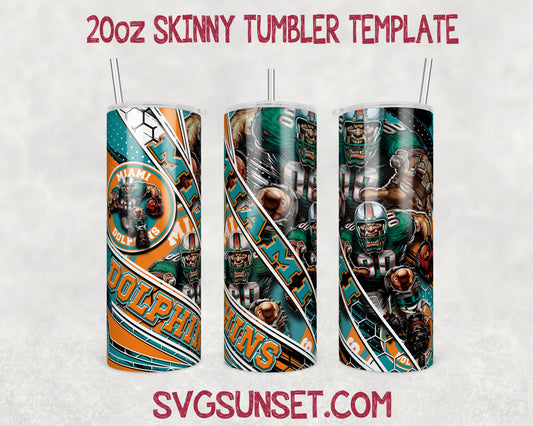 Miami Dolphins Mascot Tumbler Wrap PNG, Miami Dolphins Tumbler Wrap