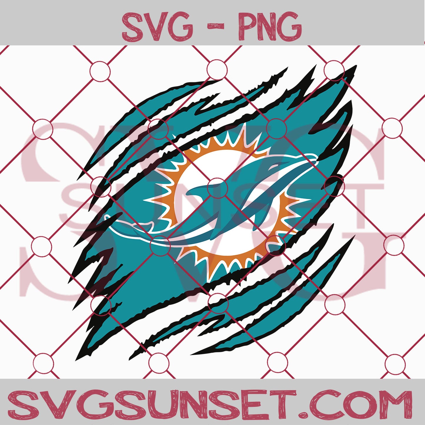 Miami Dolphins Ripped Claws SVG PNG, Miami Dolphins SVG