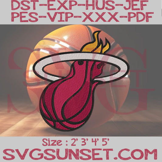 Miami Heat Embroidery Design, Heat Embroidery Design