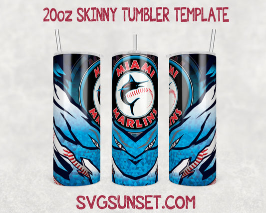 Miami Marlins Baseball 20oz Tumbler Wrap PNG, Miami Marlins Tumbler Wrap