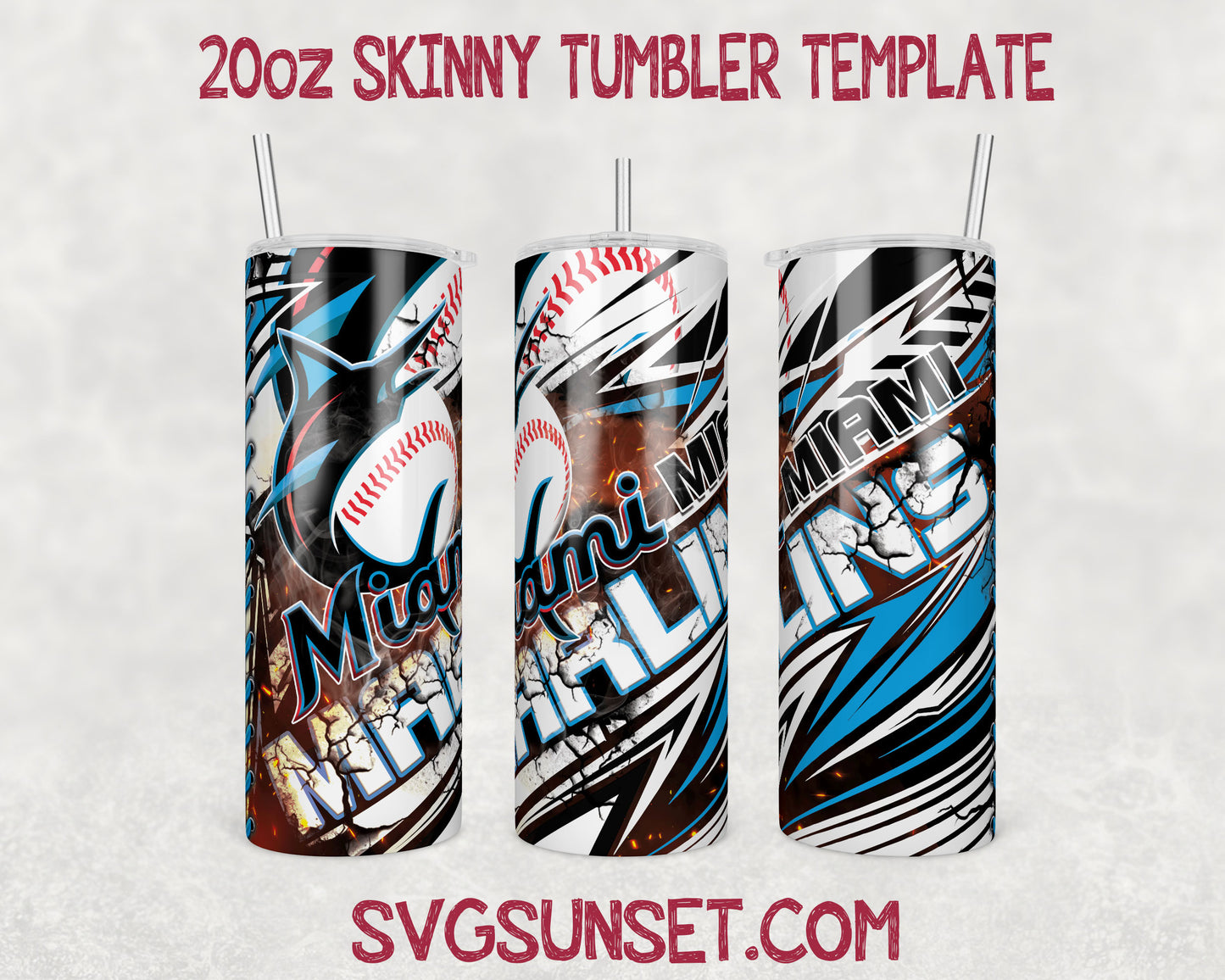 Miami Marlins Tumbler Wrap PNG, Miami Marlins Tumbler Wrap