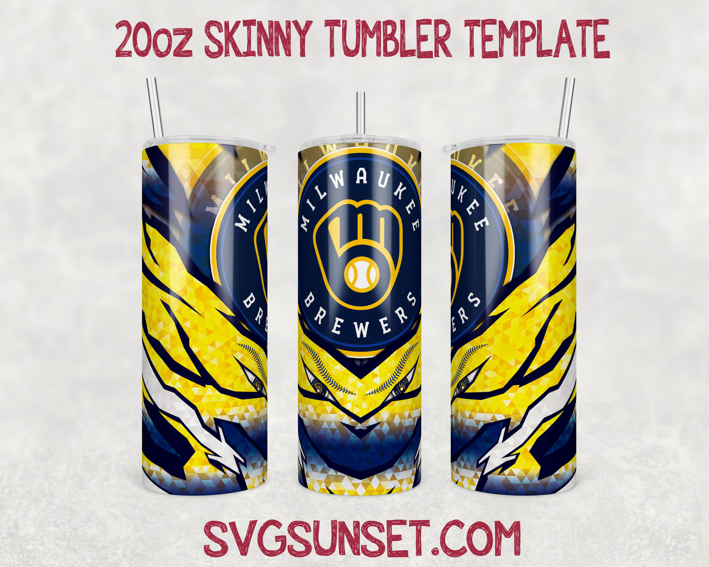 Milwaukee Brewers Baseball 20oz Tumbler Wrap PNG, Milwaukee Brewers Tumbler Wrap