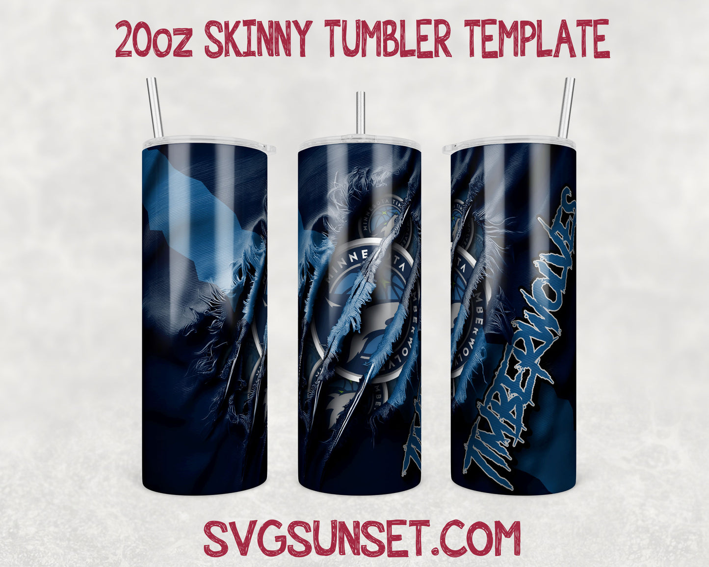 Minnesota Timberwolves Fabric Claw Ripped Tumbler Wrap PNG, Minnesota Timberwolves Tumbler Wrap