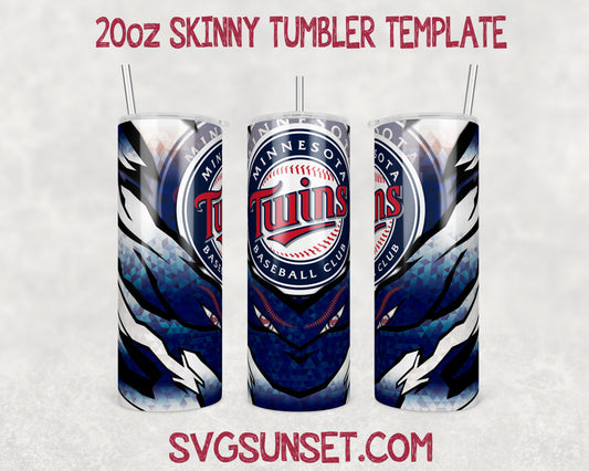 Minnesota Twins Baseball 20oz Tumbler Wrap PNG, Minnesota Twins Tumbler Wrap