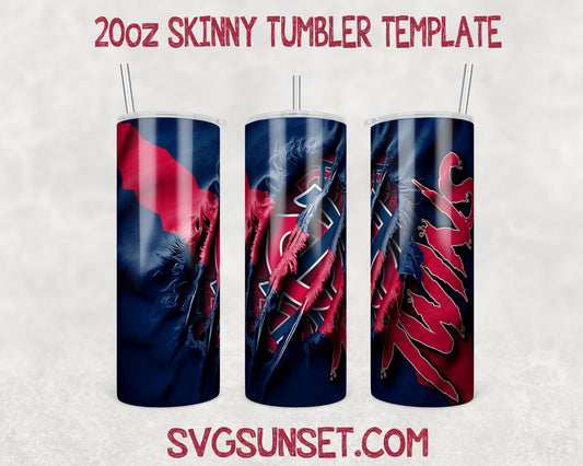 Minnesota Twins Fabric Claw Ripped Tumbler Wrap PNG, Minnesota Twins Tumbler Wrap