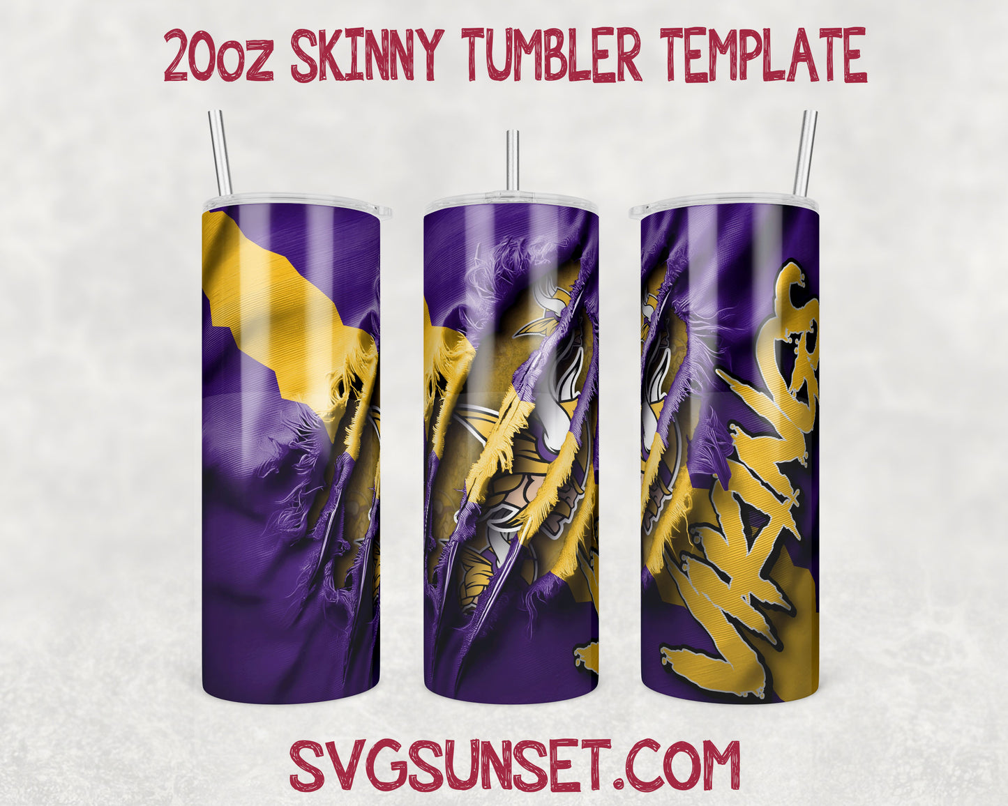 Minnesota Vikings Fabric Ripped Claw Tumbler Wrap PNG, Minnesota Vikings Tumbler Wrap