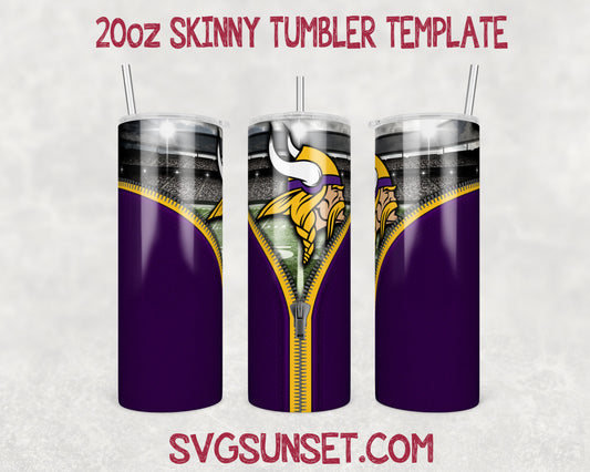 Minnesota Vikings Zipper Tumbler Wrap PNG, Minnesota Vikings Tumbler Wrap