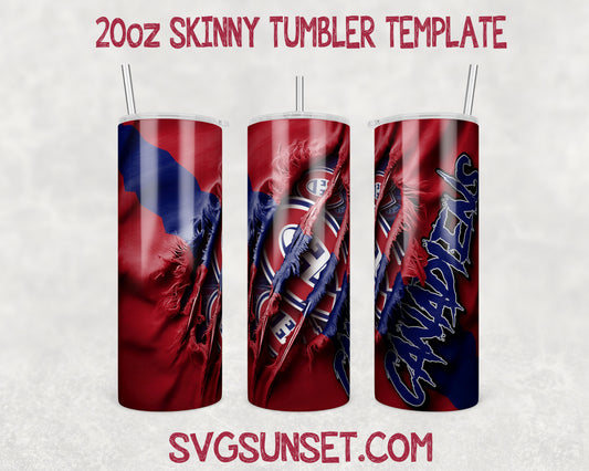 Montreal Canadiens Fabric Claw Ripped Tumbler Wrap PNG, Montreal Canadiens Tumbler Wrap