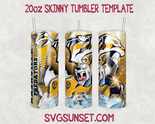 Nashville Predators Zipper Tumbler Wrap PNG, Nashville Predators Tumbler Wrap