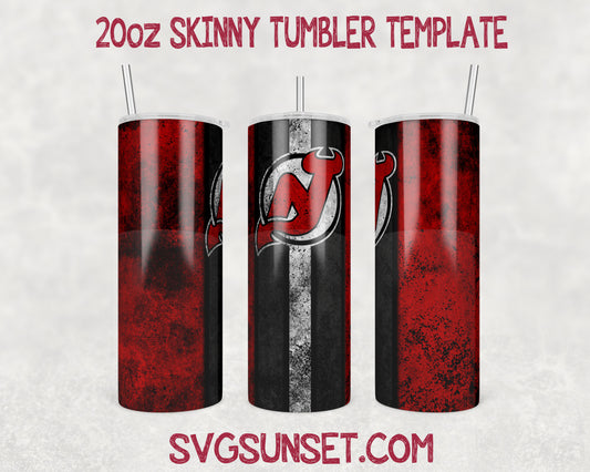 New Jersey Devils Grunge Tumbler Wrap PNG, New Jersey Devils Tumbler Wrap