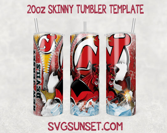 New Jersey Devils Zipper Tumbler Wrap PNG, New Jersey Devils Tumbler Wrap