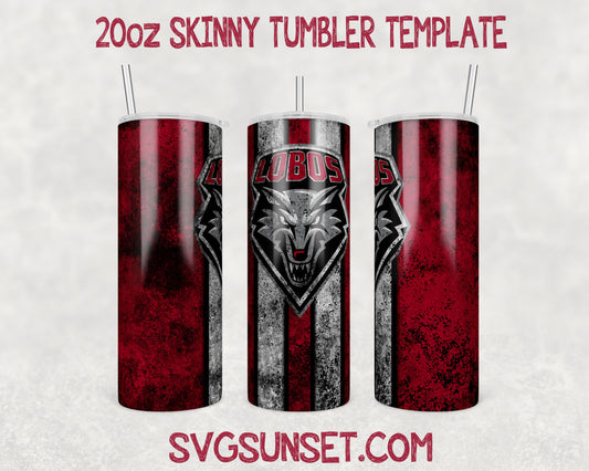 New Mexico Lobos Grunge Tumbler Wrap PNG, New Mexico Lobos Tumbler Wrap