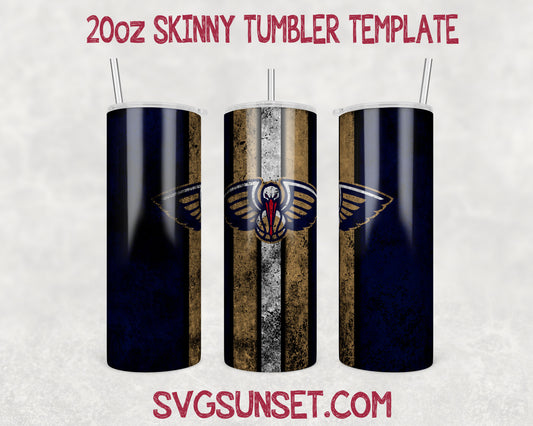 New Orleans Pelicans Grunge Tumbler Wrap PNG, New Orleans Pelicans Tumbler Wrap