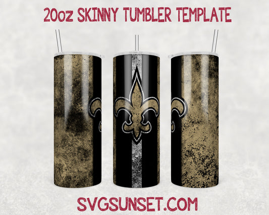 New Orleans Saints Grunge Tumbler Wrap PNG, New Orleans Saints Tumbler Wrap