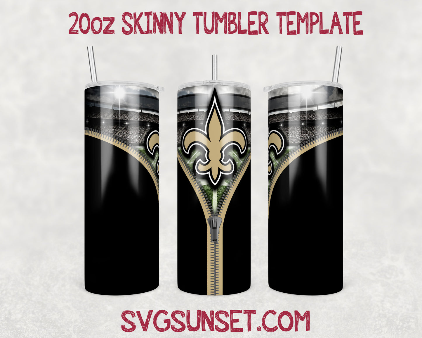 New Orleans Saints Zipper Tumbler Wrap PNG, New Orleans Saints Tumbler Wrap