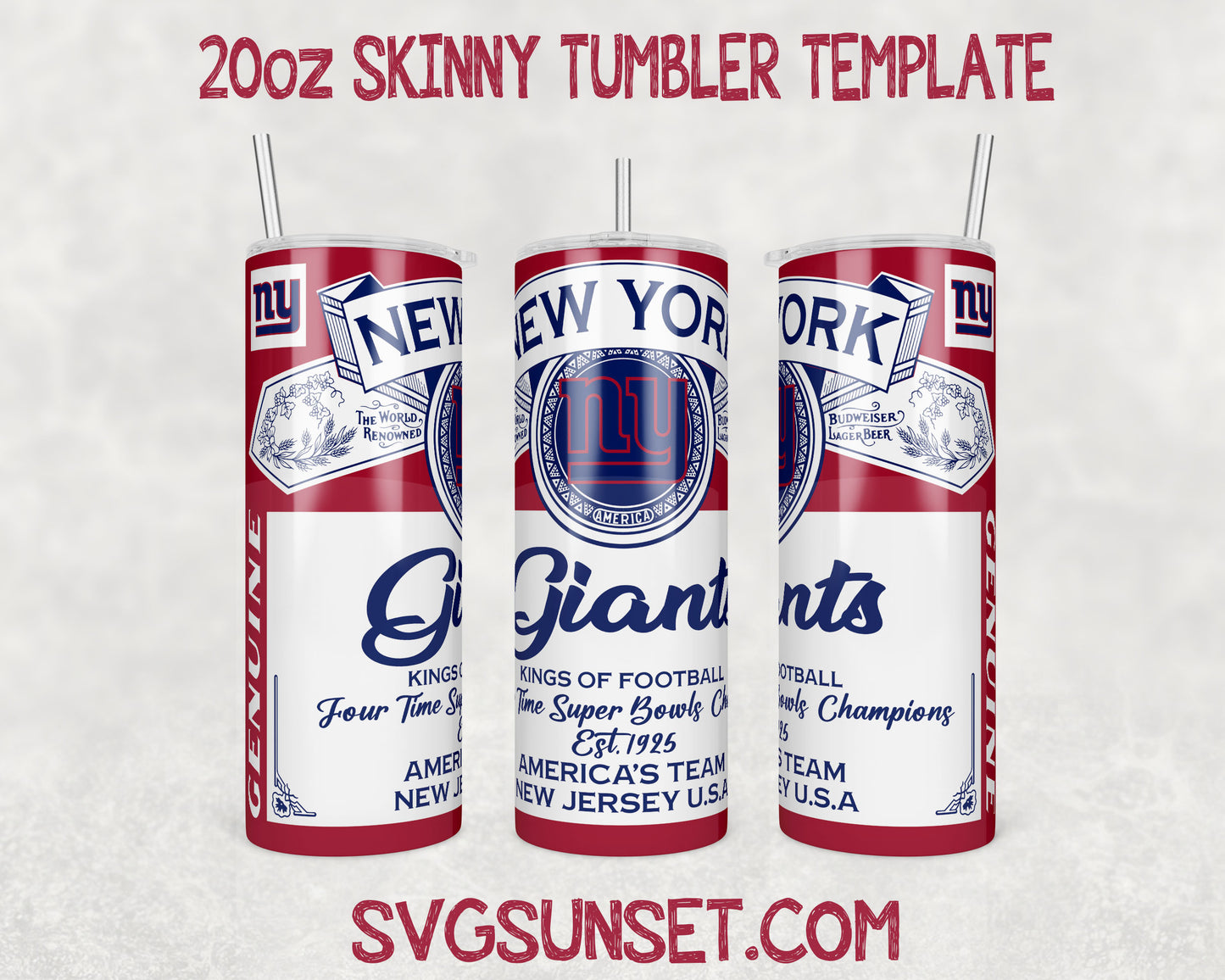 New York Giants Budweiser Tumbler Wrap PNG, New York Giants Tumbler Wrap