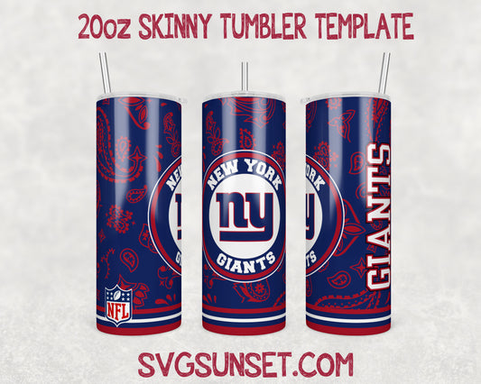 New York Giants Football Paisley Style Tumbler Wrap PNG, New York Giants Tumbler Wrap