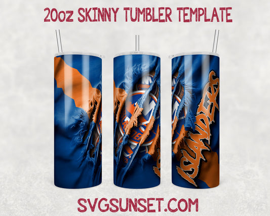 New York Islanders Fabric Claw Ripped Tumbler Wrap PNG, New York Islanders Tumbler Wrap