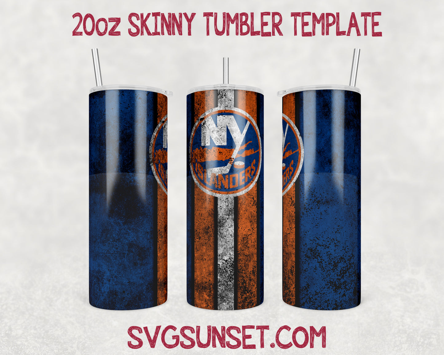 New York Islanders Grunge Tumbler Wrap PNG, New York Islanders Tumbler Wrap