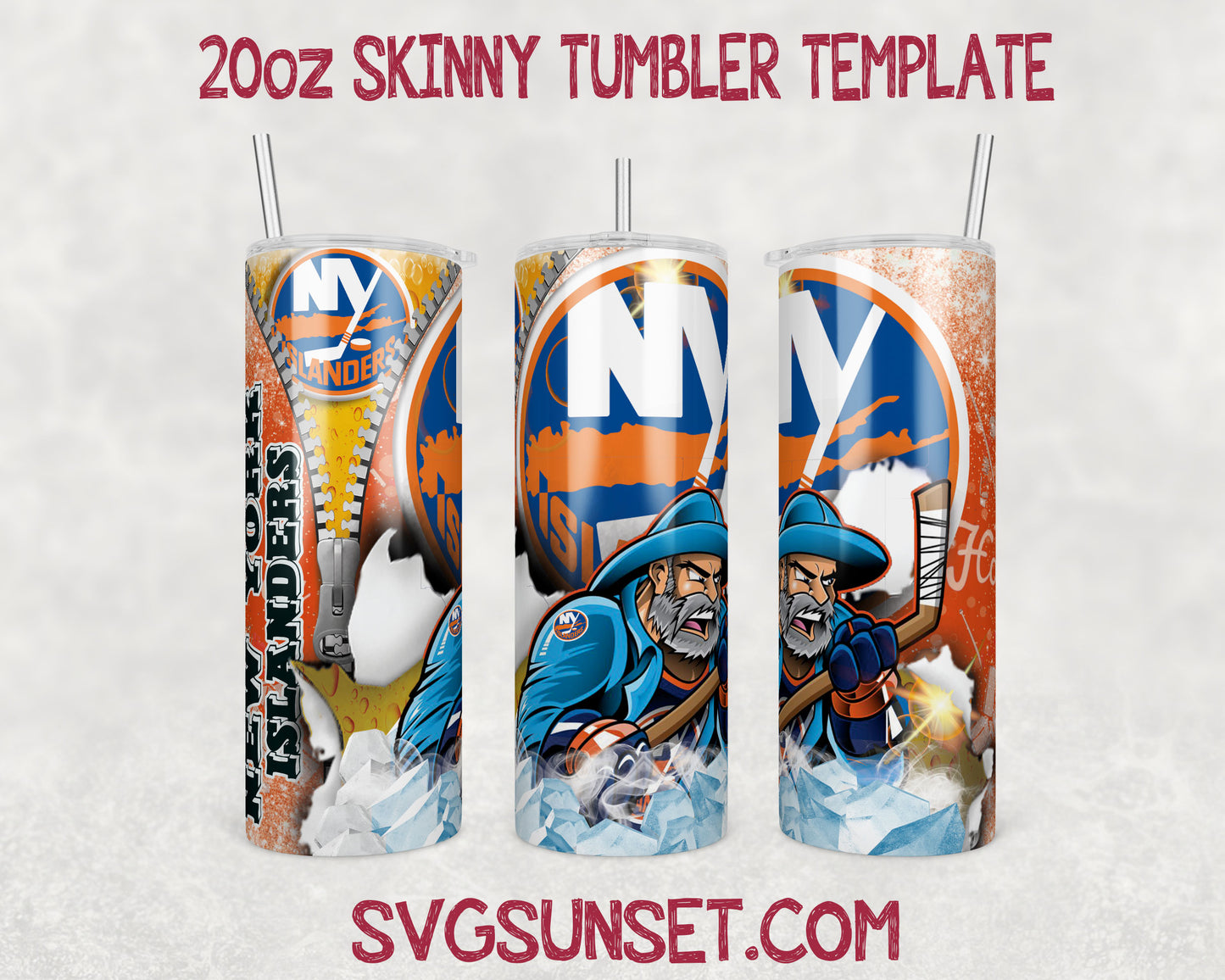 New York Islanders Zipper Tumbler Wrap PNG, New York Islanders Tumbler Wrap