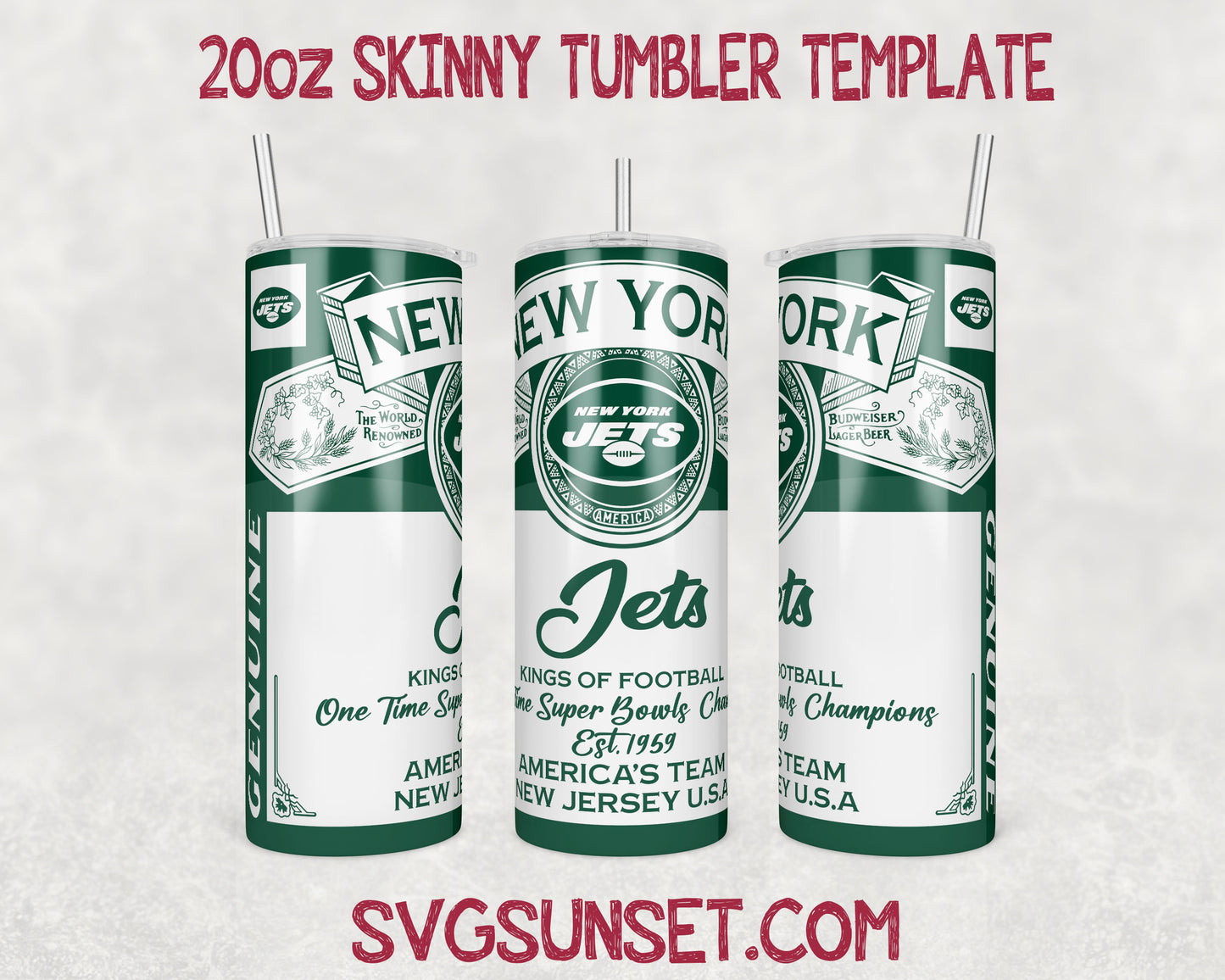 New York Jets Budweiser Tumbler Wrap PNG, New York Jets Tumbler Wrap