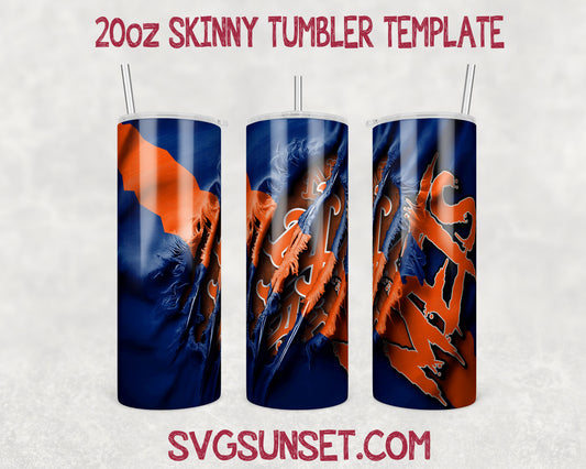 New York Mets Fabric Claw Ripped Tumbler Wrap PNG, New York Mets Tumbler Wrap