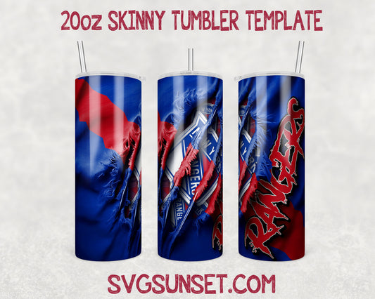 New York Rangers Fabric Claw Ripped Tumbler Wrap PNG, New York Rangers Tumbler Wrap