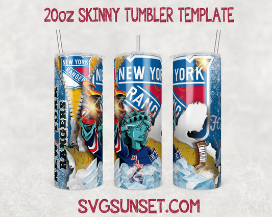 New York Rangers Zipper Tumbler Wrap PNG, New York Rangers Tumbler Wrap