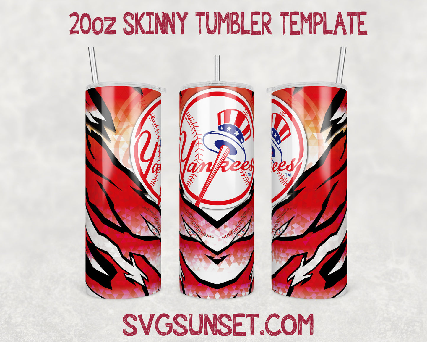 NewYork Yankees Baseball 20oz Tumbler Wrap PNG, NewYork Yankees Tumbler Wrap