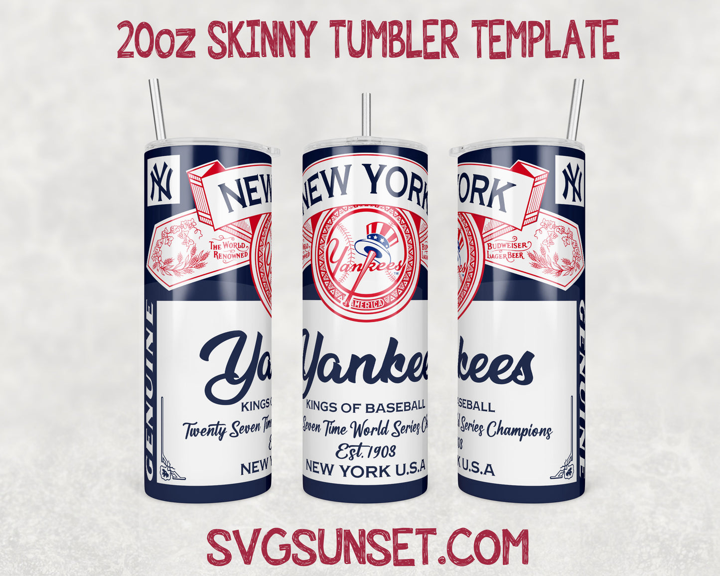 New York Yankees Budweiser Tumbler Wrap PNG, New York Yankees Tumbler Wrap