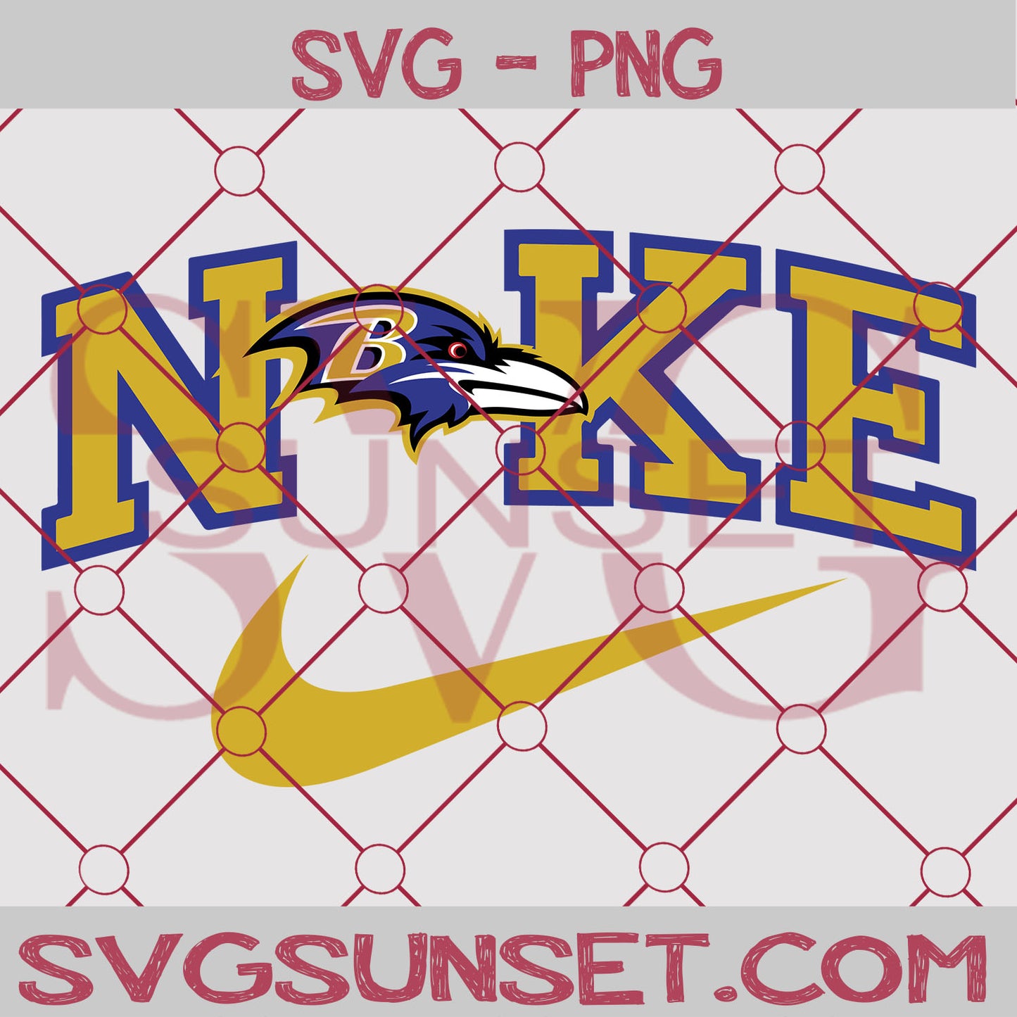 Nike with Baltimore Ravens SVG PNG, Baltimore Ravens SVG