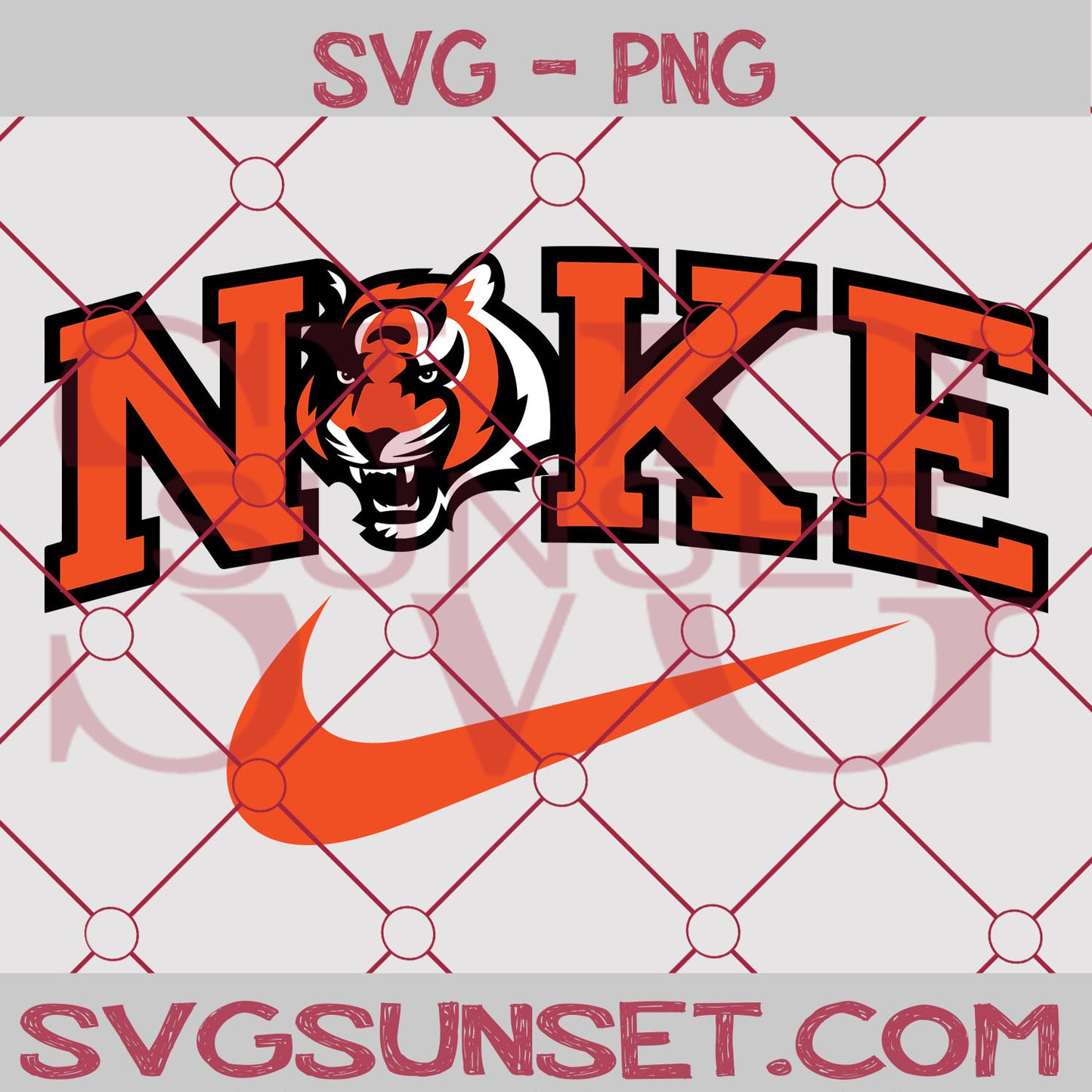 Nike with Cincinnati Bengals SVG PNG, Cincinnati Bengals SVG