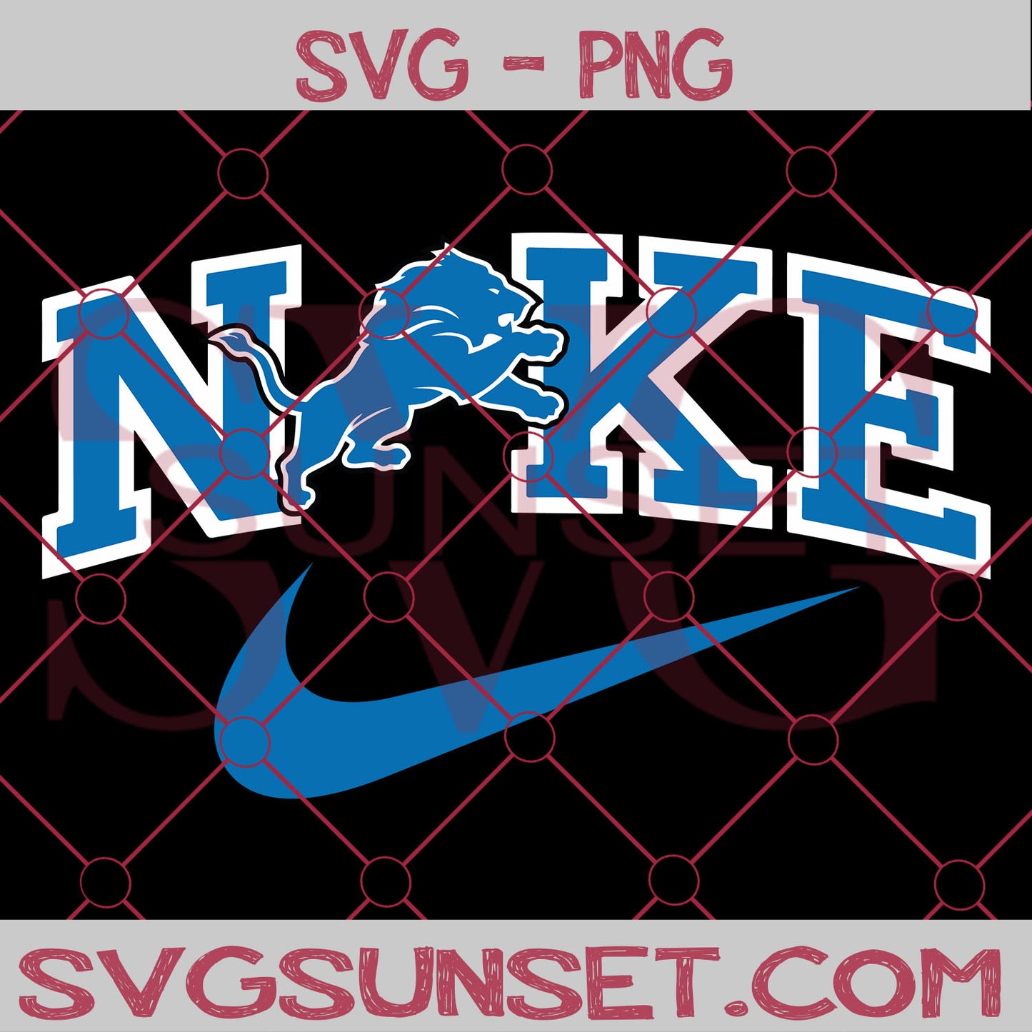 Nike with Detroit Lions SVG PNG, Detroit Lions SVG