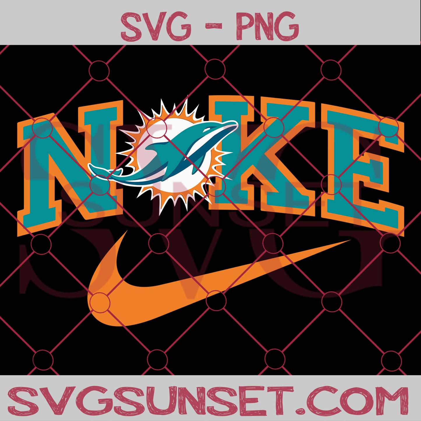 Nike with Miami Dolphins SVG PNG, Miami Dolphins SVG