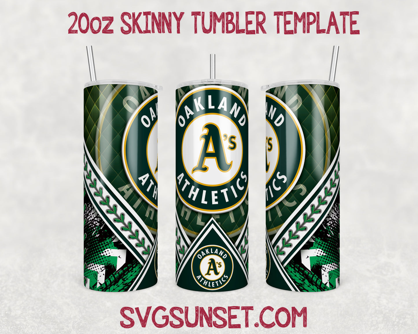 Oakland Athletics 20oz Tumbler Wrap PNG, Oakland Athletics Tumbler Wrap