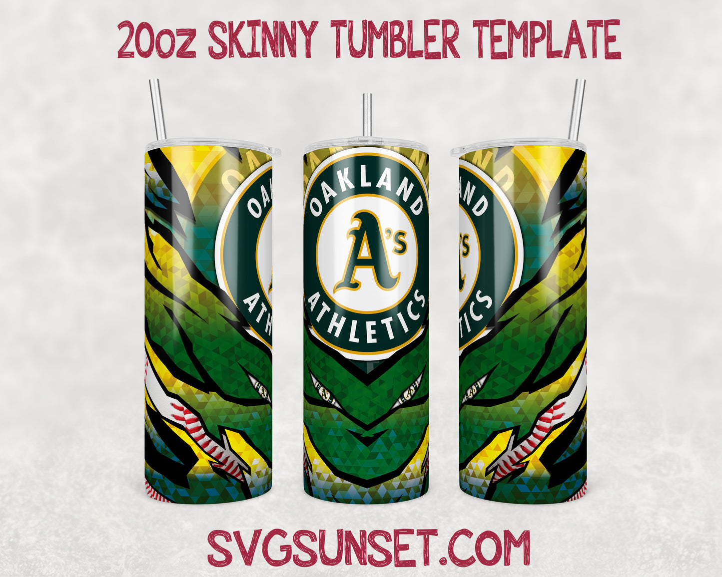 Oakland Athletics Baseball 20oz Tumbler Wrap PNG, Oakland Athletics Tumbler Wrap