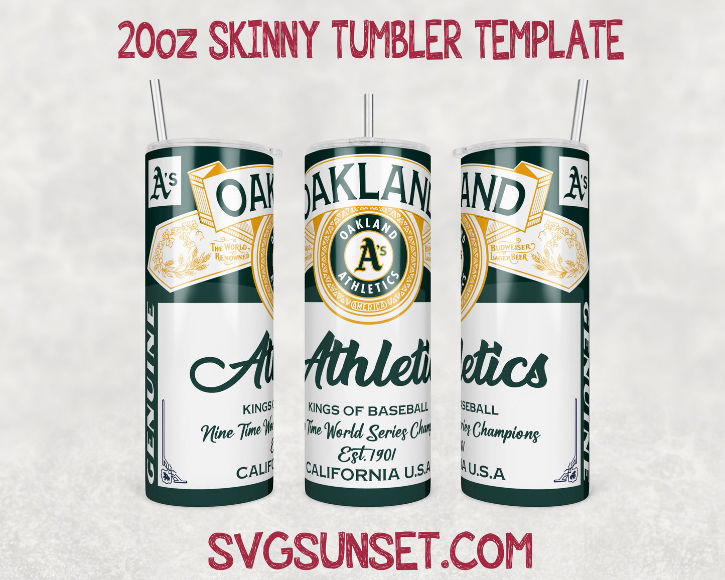 Oakland Athletics Budweiser Tumbler Wrap PNG, Oakland Athletics Tumbler Wrap