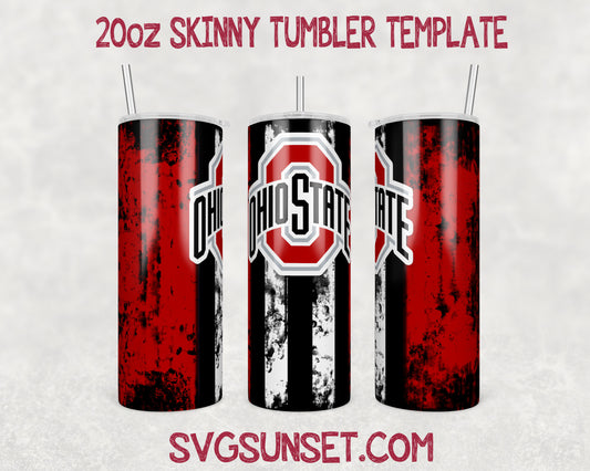 Ohio State Buckeyes Grunge Tumbler Wrap PNG, Ohio State Buckeyes Tumbler Wrap