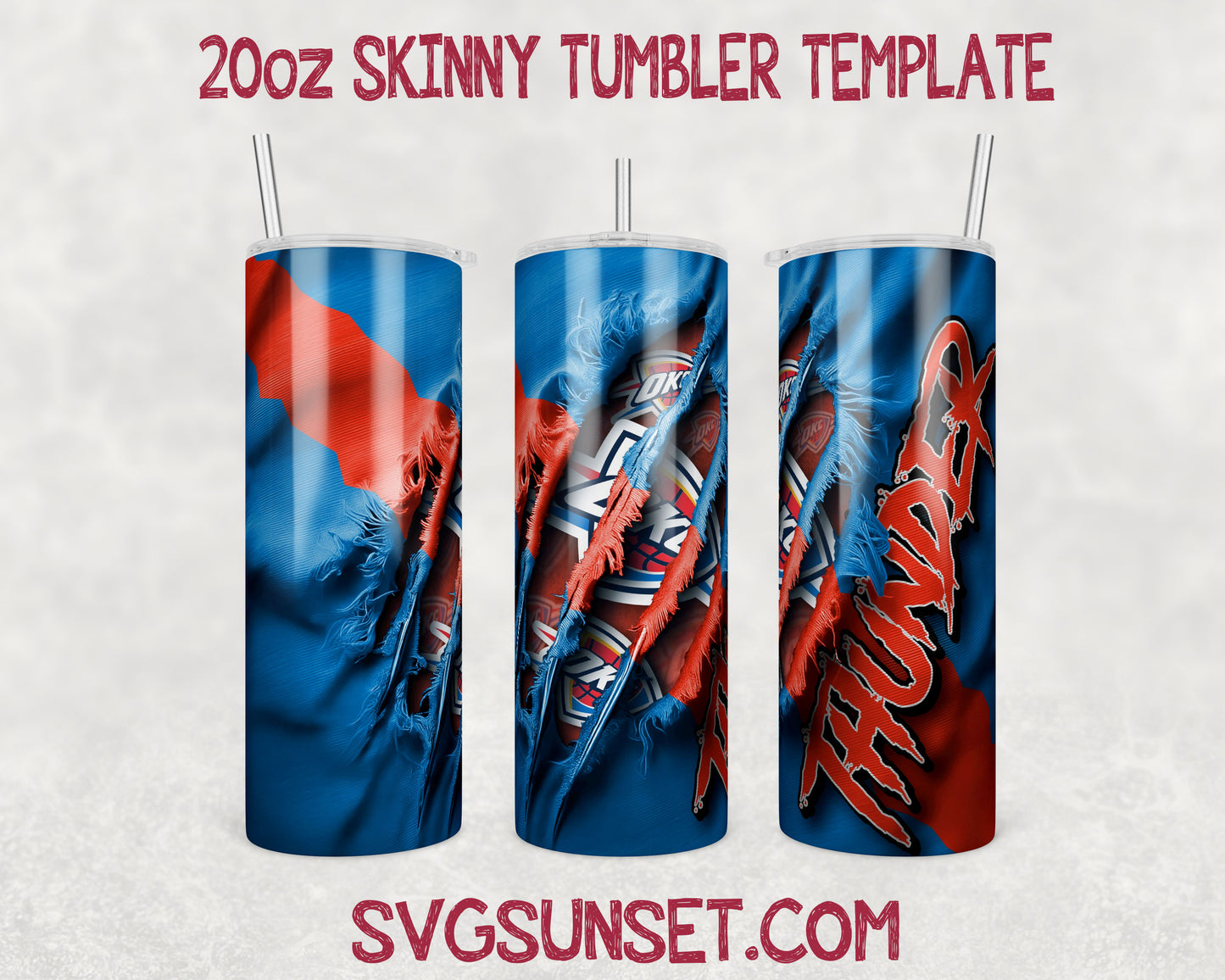 Oklahoma City Thunder Fabric Claw Ripped Tumbler Wrap PNG, Oklahoma City Thunder Tumbler Wrap