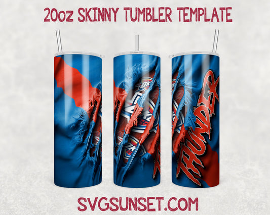 Oklahoma City Thunder Fabric Claw Ripped Tumbler Wrap PNG, Oklahoma City Thunder Tumbler Wrap