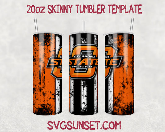 Oklahoma State Grunge Tumbler Wrap PNG, Oklahoma State Tumbler Wrap