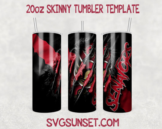 Ottawa Senators Fabric Claw Ripped Tumbler Wrap PNG, Ottawa Senators Tumbler Wrap