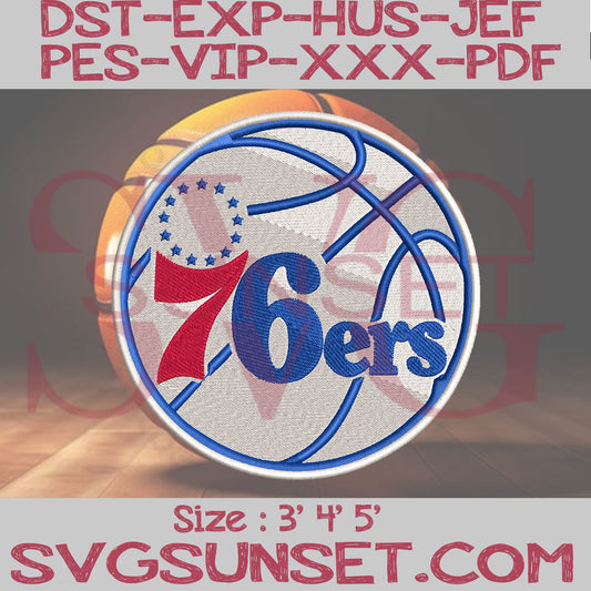 Philadelphia 76ers Embroidery Design, 76ers Embroidery Design