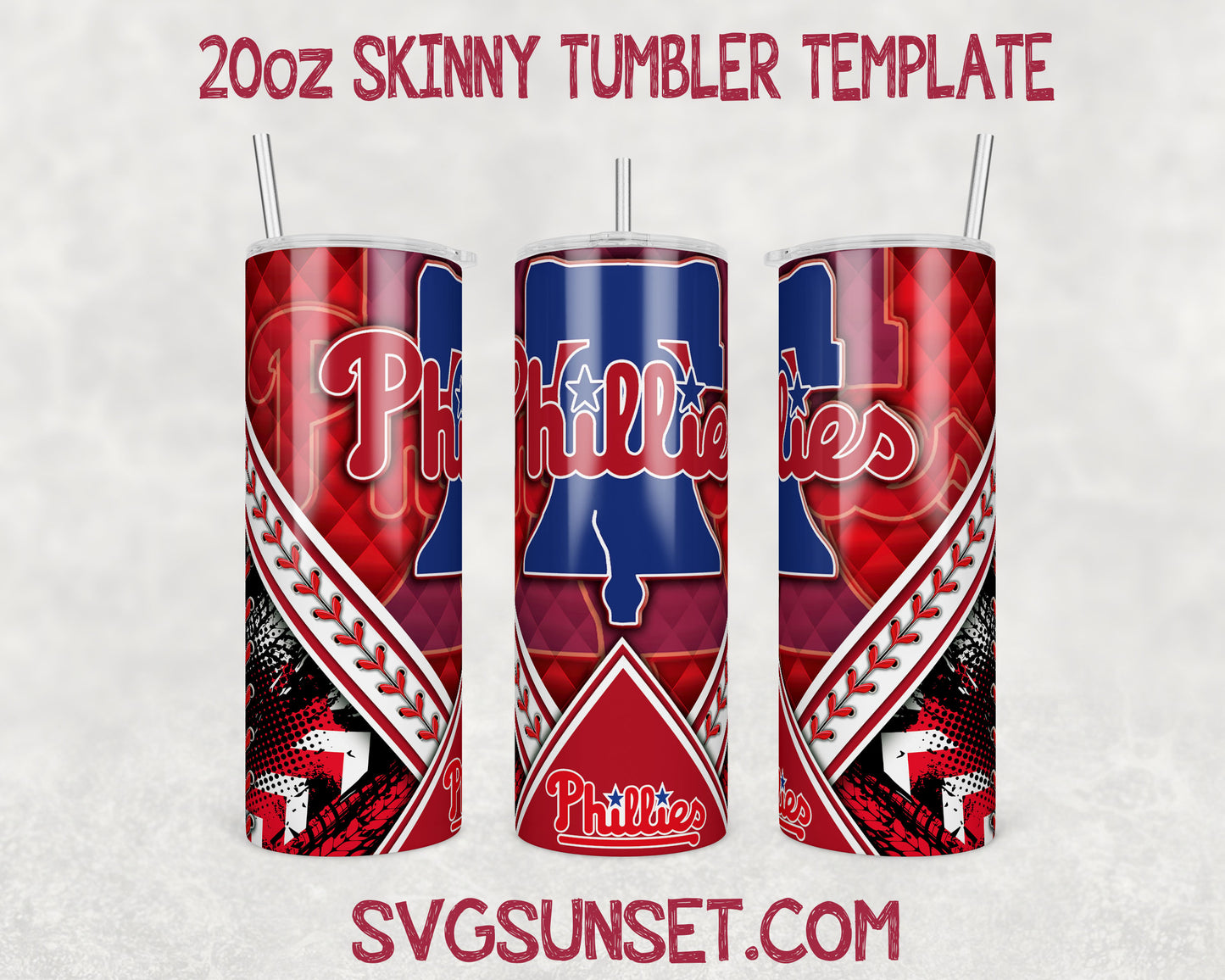 Philadelphia Phillies 20oz Tumbler Wrap PNG, Philadelphia Phillies Tumbler Wrap