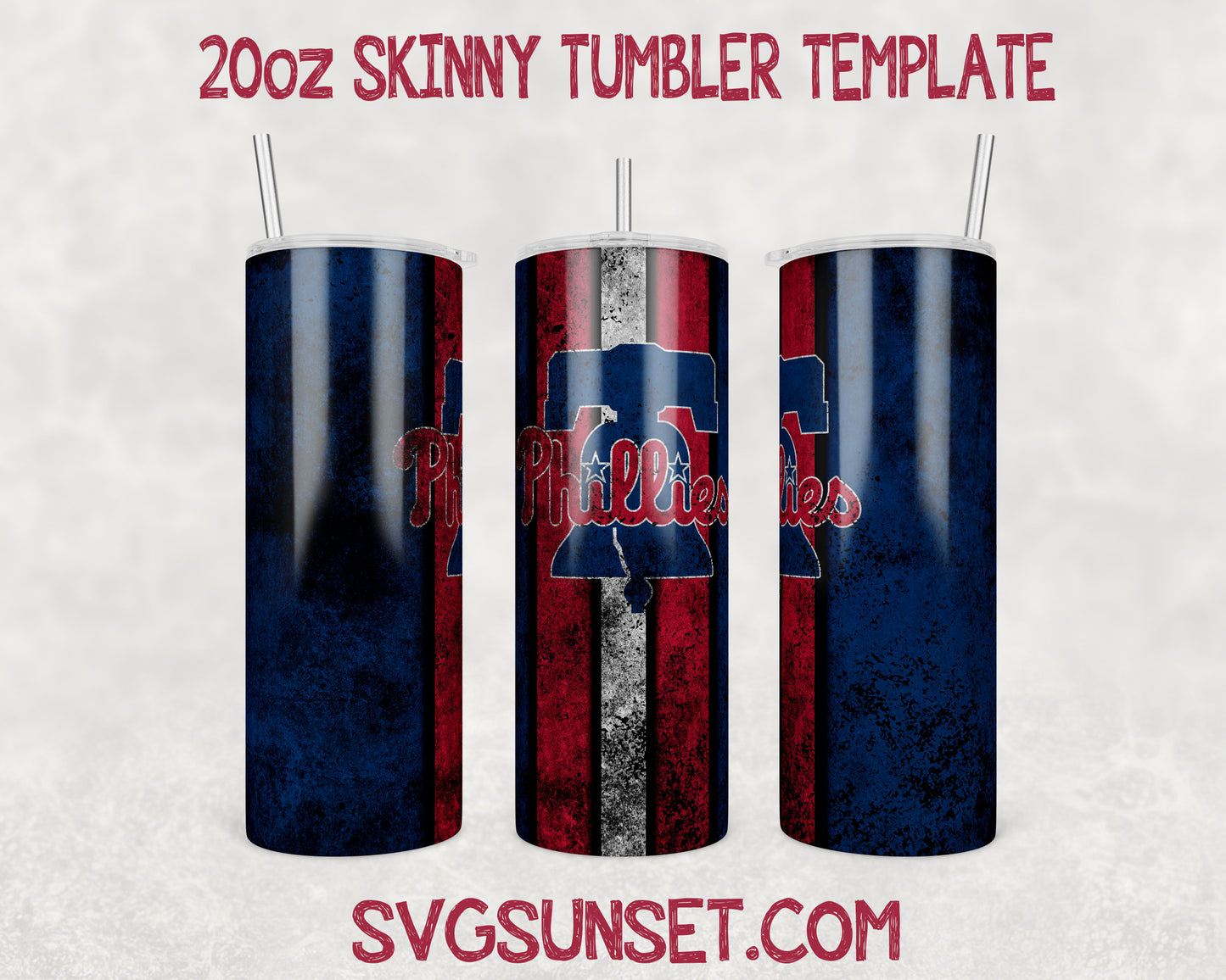 Philadelphia Phillies Grunge Tumbler Wrap PNG, Philadelphia Phillies Tumbler Wrap