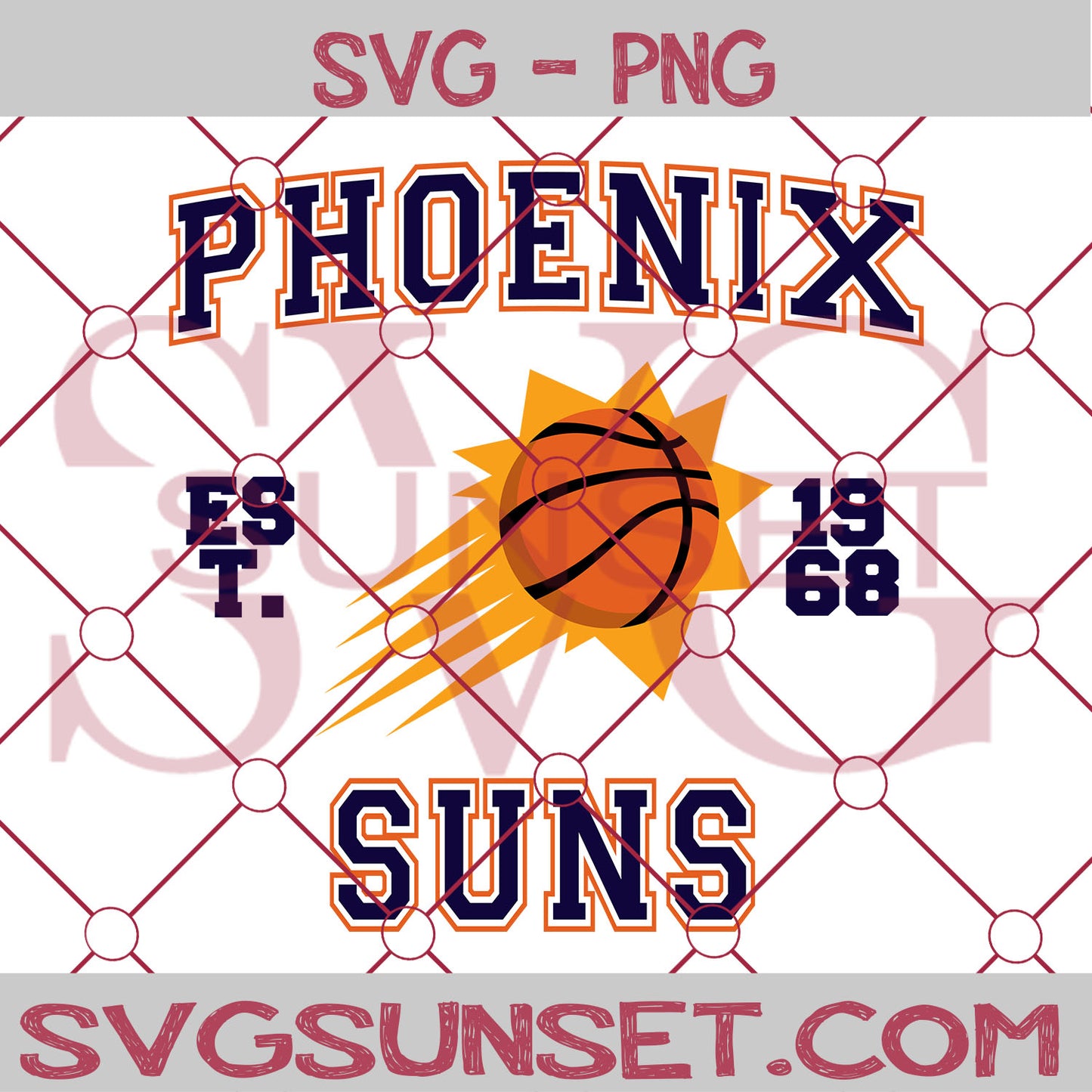 Phoenix Suns est. 1968 SVG PNG, Phoenix Suns SVG