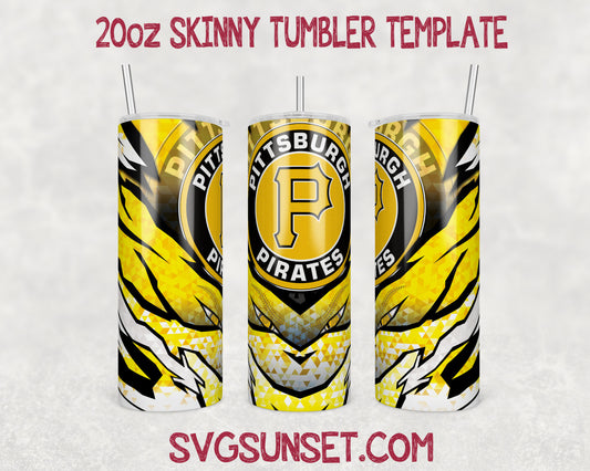 Pittsburgh Pirates Baseball 20oz Tumbler Wrap PNG, Pittsburgh Pirates Tumbler Wrap